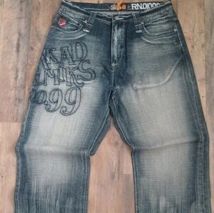 Akademiks Men's Faded Blue Relaxed Jeans